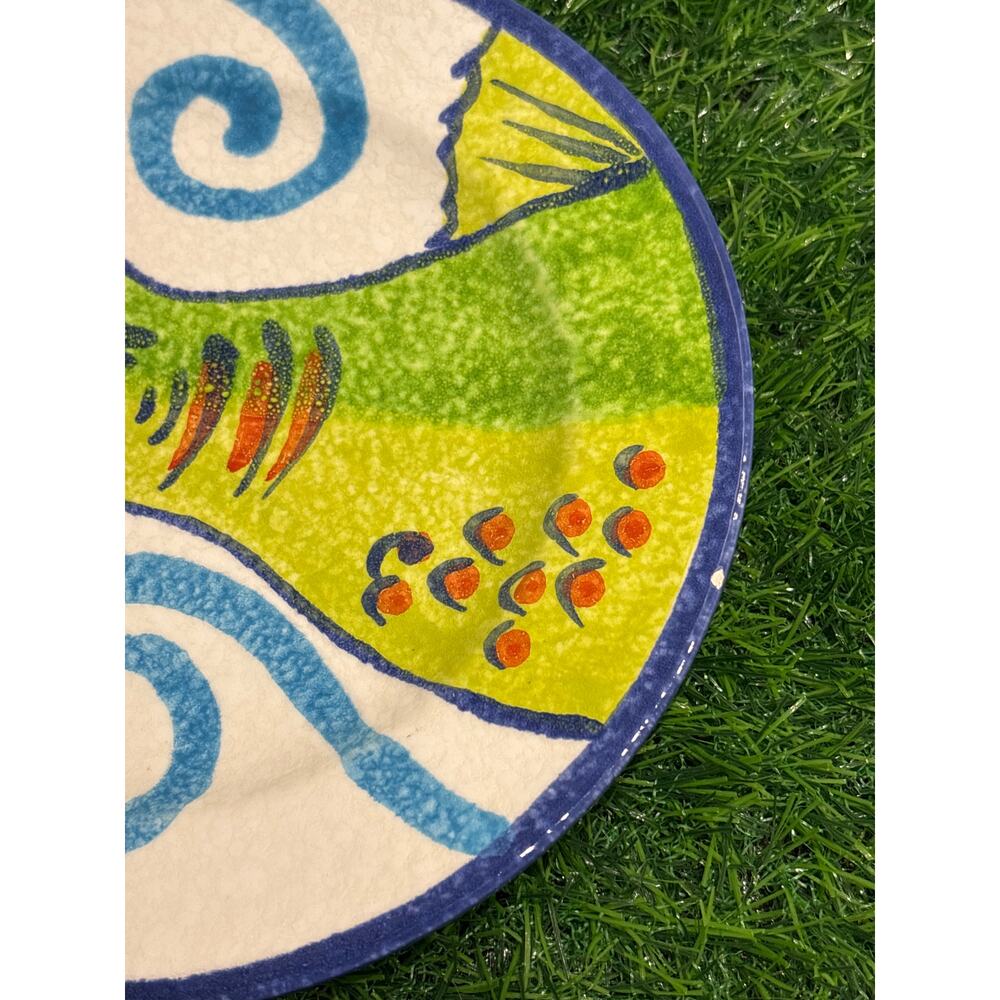 VIETRI PESCI COLORATI Fish Plates Handpainted In Italy Salad Plates Set of (2) - Picture 7 of 8